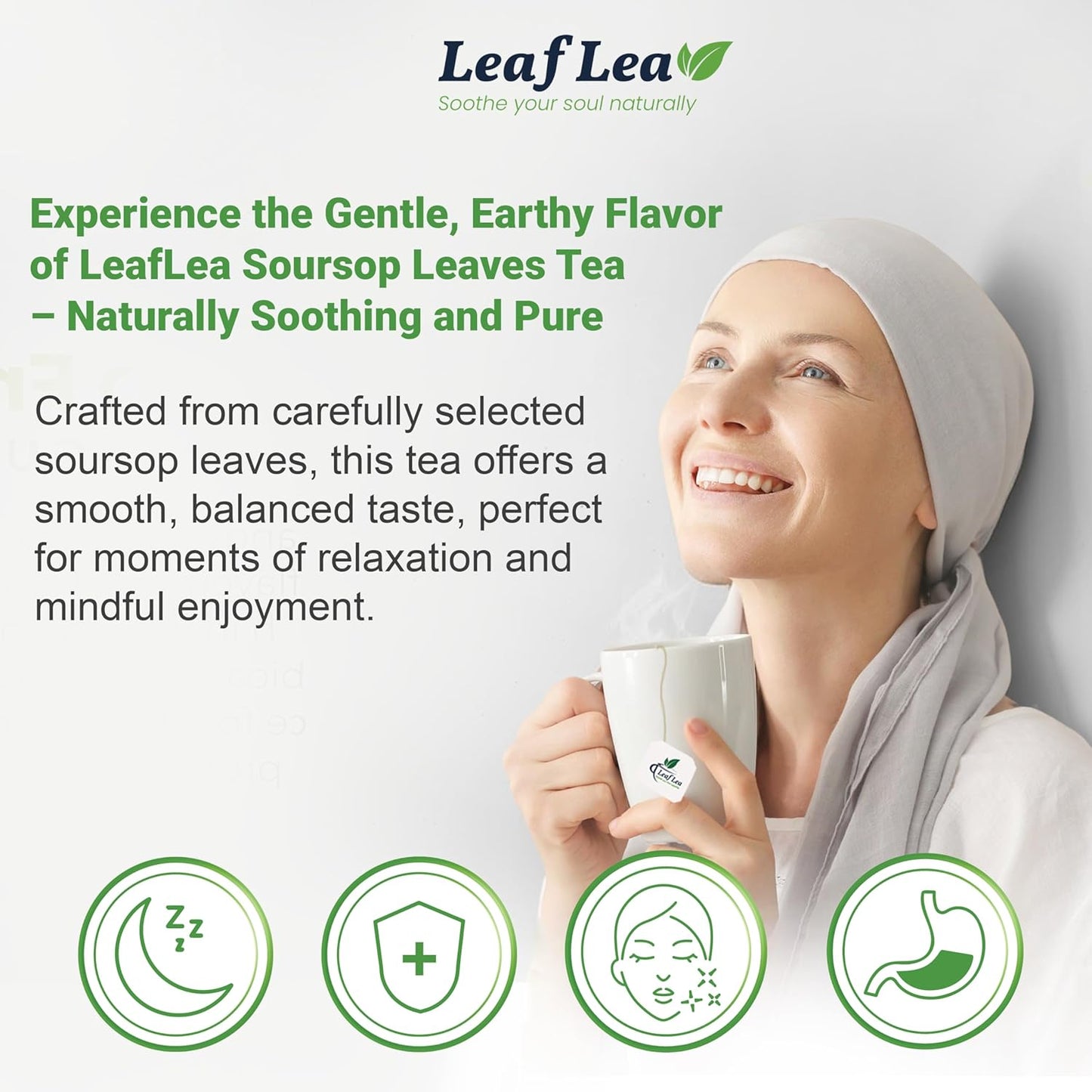 LeafLea 80 Soursop Leaf Tea Bags, from Natural Soursop Leaves (Graviola), Herbal Blend for Wellness, Sour Sop Herbal Tea Individually Wrapped for Freshness, Caffeine-Free, Vegan, No Sugar, Non-GMO