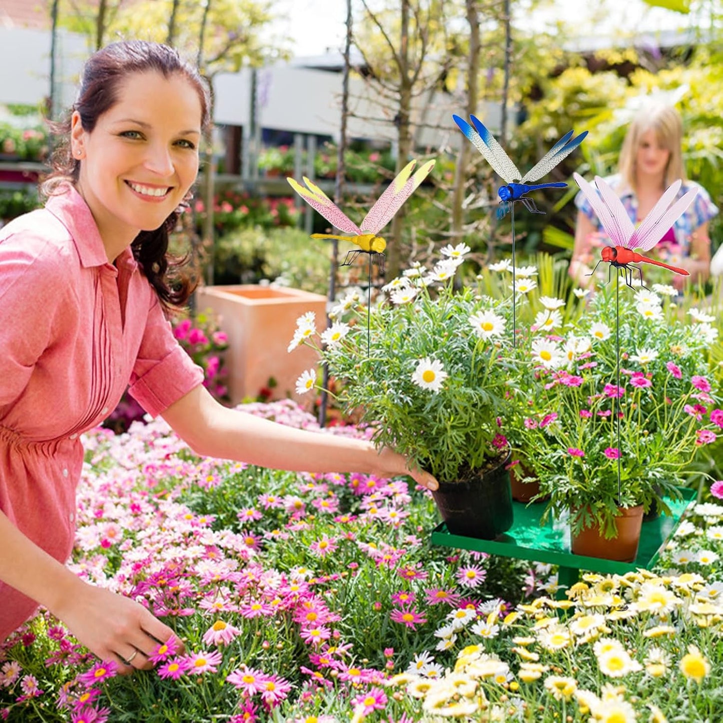 Jongdari 8pcs Dragonfly Hat Clip Realistic Fake Dragonflies Clip-On Garden Outdoor Decor Stakes Plastic Dragon Fly Clips Plant Decorations for Pot