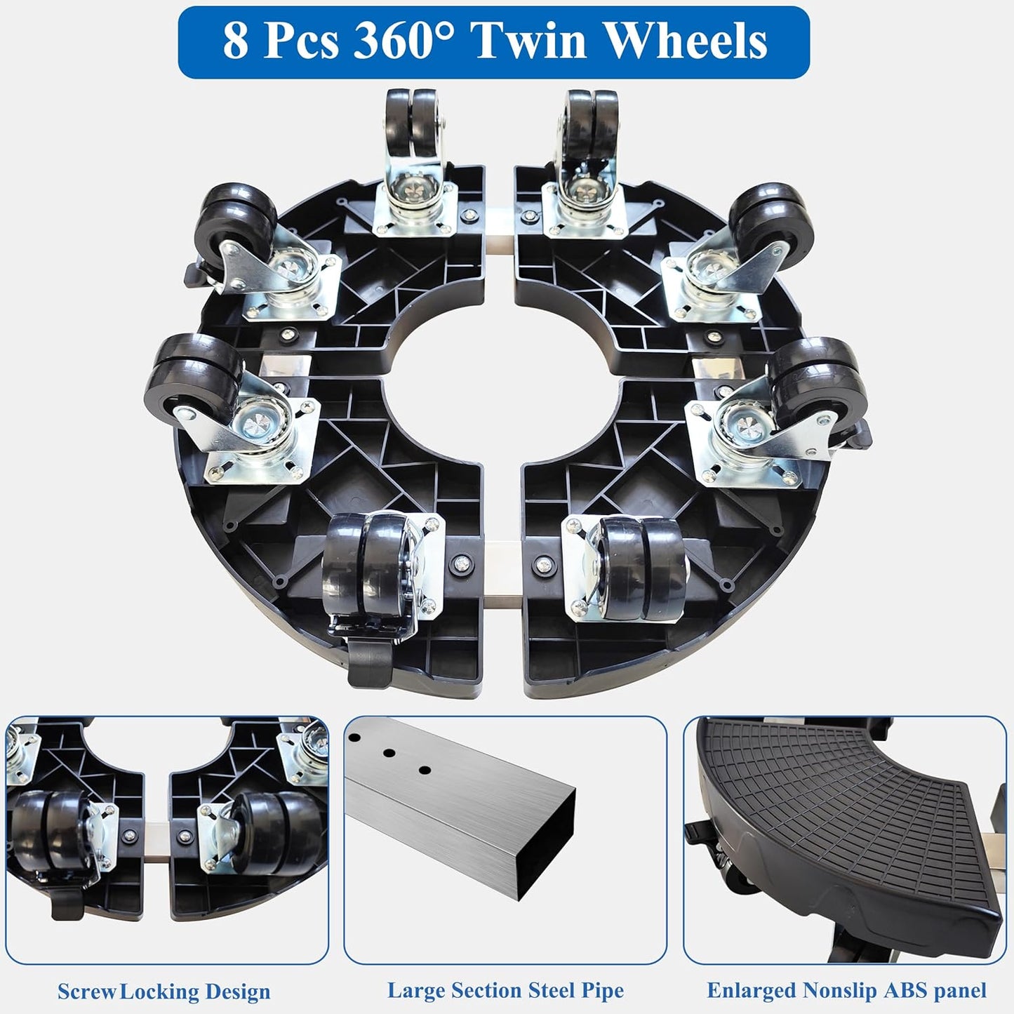 15-20 Inch Plant Caddy with Wheels Outdoor Indoor, 2 Pack Large Rolling Plant Stand for 600lb Heavy Duty Flower Pots, Round Plant Rollers Lockable Potted Planter Dolly, Black