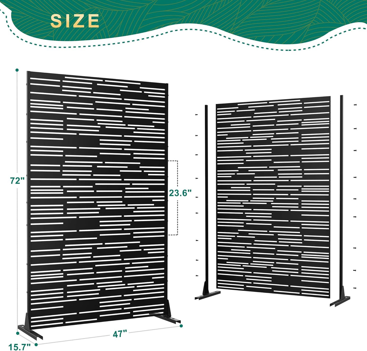 72" H×47" W Metal Privacy Screen Outdoor Privacy Screen Freestanding, for Patio Lawn Deck,Privacy Panels Decorative Privacy Fence(Consists of 3 Panels)