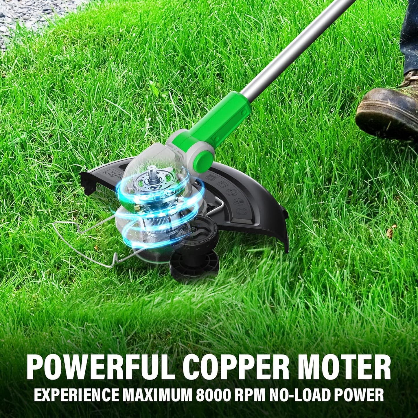 SOYUS Weed Wacker 12 Inch String Trimmer Cordless 20v Electric Weed Wacker, 2 Pcs 2.0Ah Battery Powered Weed Trimmer/Edger, Lightweight Grass Trimmer with 8 Pcs Replacement Spool Trimmer Lines