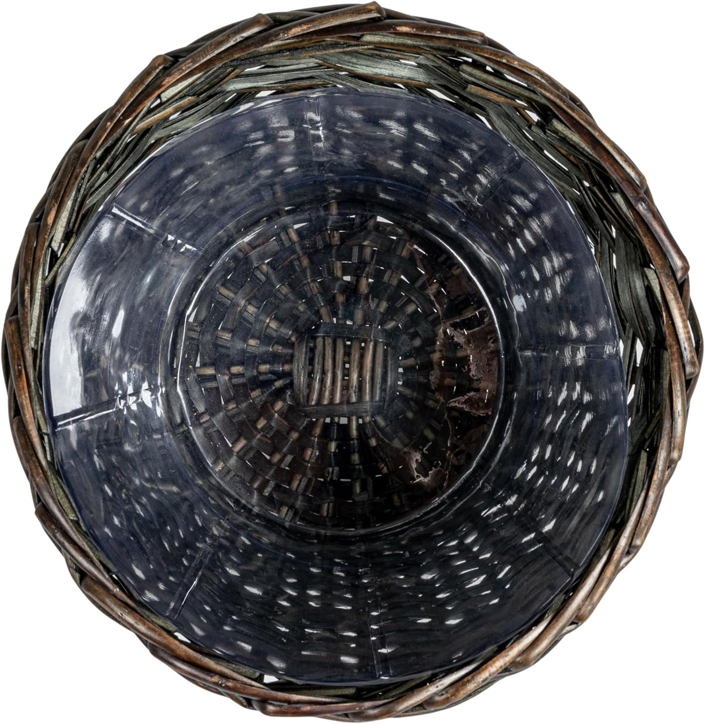 Household Essentials Woven Willow Waste Basket with Plastic Liner, Blue/Grey