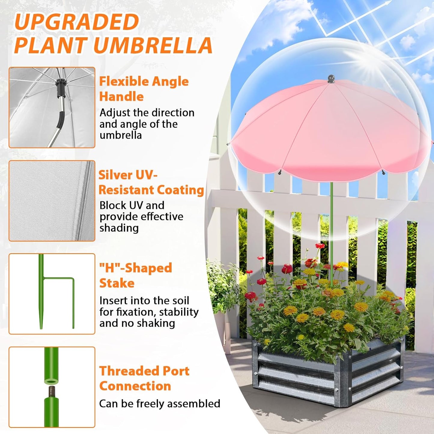 MJZ 4 Pack Plant Umbrellas for Outdoor Plants, 26" Garden Umbrella for Plants with Adjustable Angle, Plant Umbrella Provide Shade for Outdoor Plants Flower Pot Planting Beds