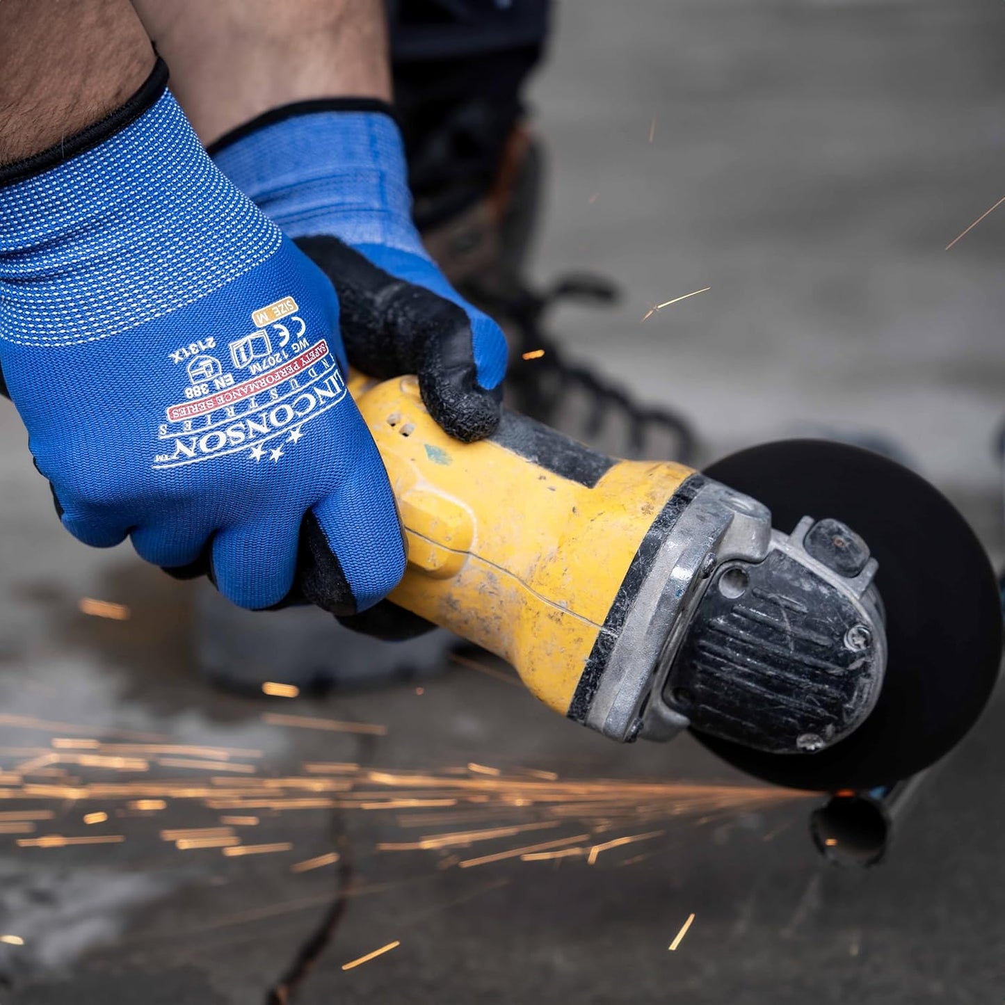 linconson 12 Pack Safety Performance Series Construction Mechanics Wrinkle Latex Work Gloves