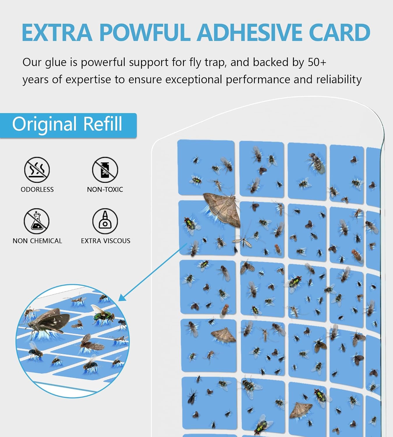 10PCS Refills for WowCatch Flying Insect Trap N386E, Original Super Sticky Cards, High Efficiently Stick Fruit Flies, Gnats, Moths, and Houseflies (Refills Only)