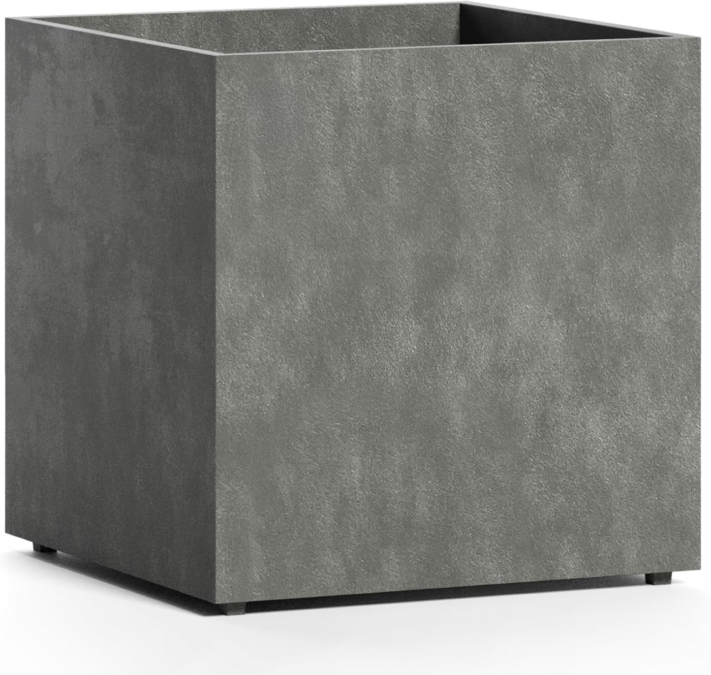 Reglito Cube Planter – Fiberglass Indoor/Outdoor and Weather-Resistant Large Planter (Grey Stone, 31.5" L x 31.5" W x 32.1" H)