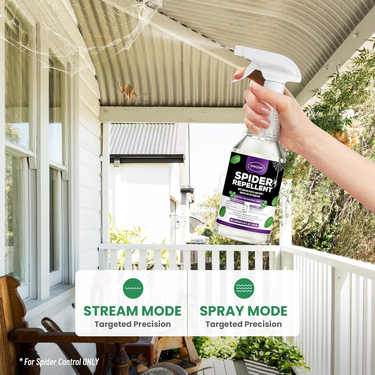 16 oz Peppermint Oil Spider Repellent Spray - Natural Insect Deterrent for Home & Garden