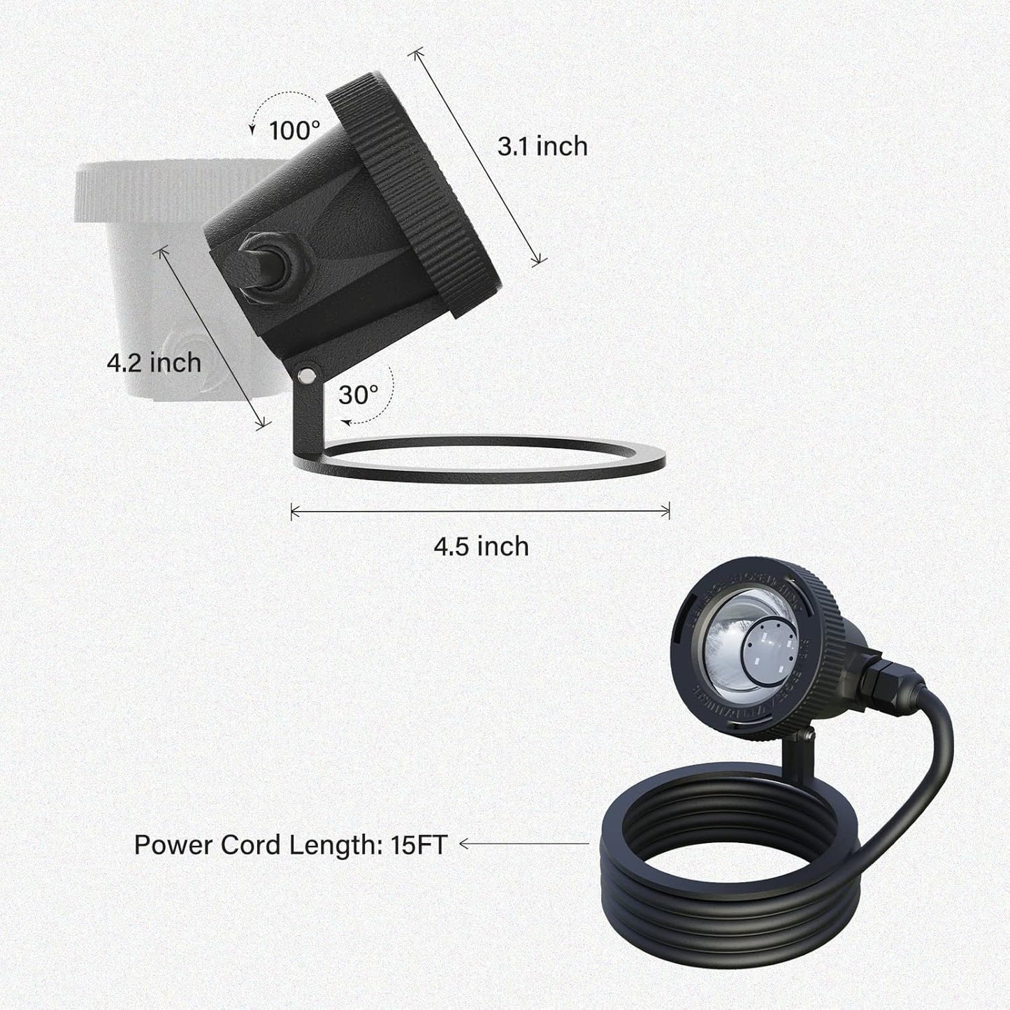 GOODSMANN Landscape Lighting 4PK Pond Lights Led Underwater Submersible Lights Fountain Lights Outdoor 5.4W 135 Lumen 2900K Warm White Low Voltage Pond Lights with Power Cord Waterproof