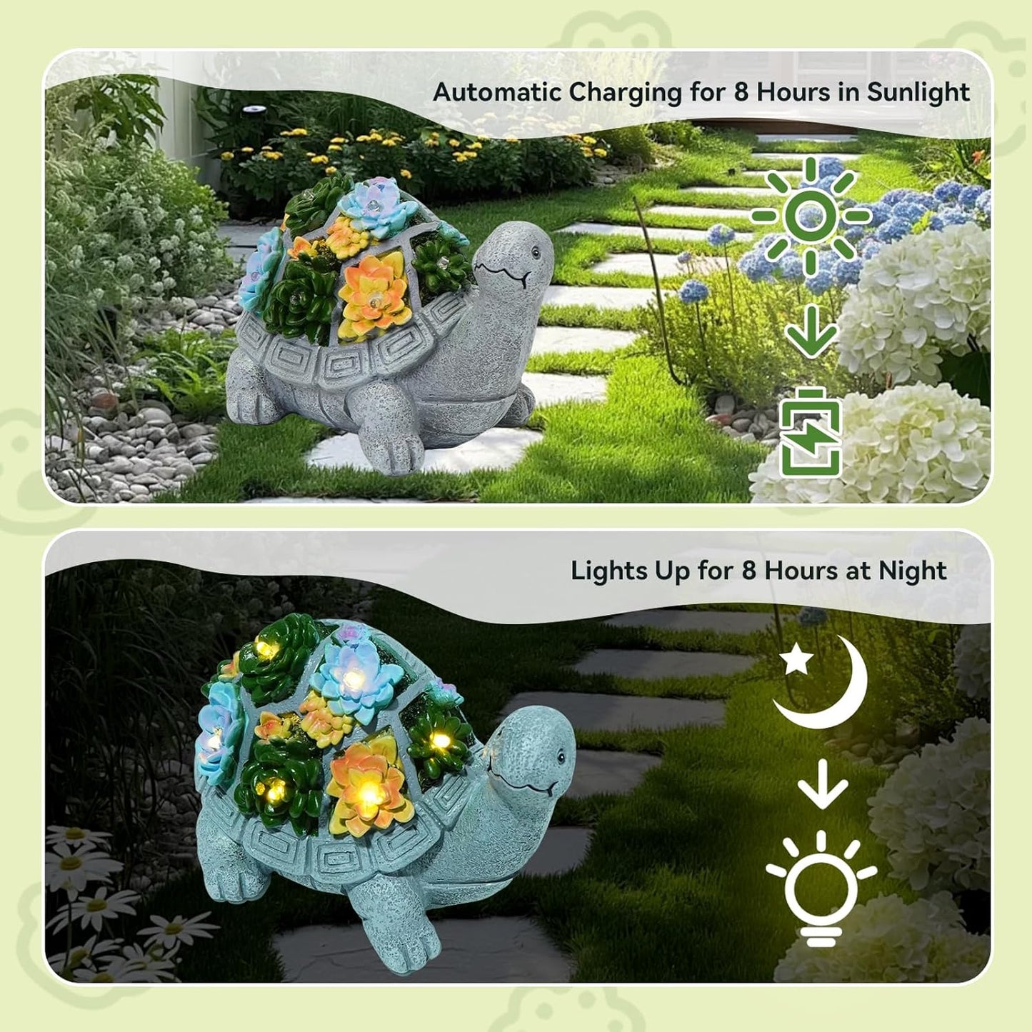 Solar Turtle Garden Statues with LED Lights, Outdoor Decor for Patio Yard Balcony - Unique Housewarming Birthday Gifts for Women Mom Grandma