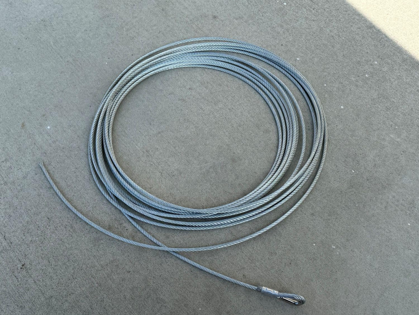 Sandbaggy 3/16" x 50 ft Galvanized Braided Steel Cable w/Looped End (7x19 Wire Rope) (2, Silver, 3/16" x 50 ft)