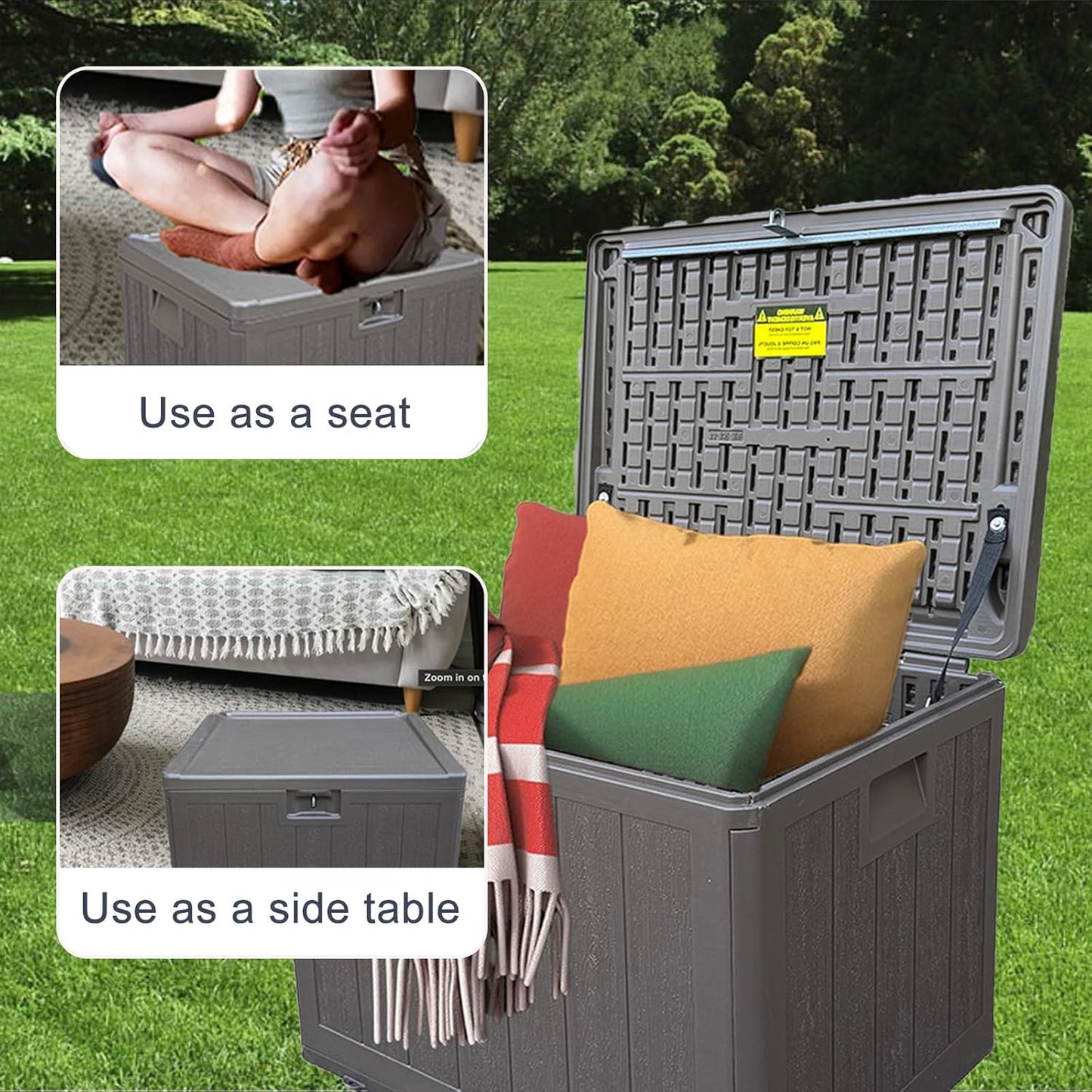 33 Gallon Small Outdoor Storage Box,Waterproof Resin Deck box for Patio Furniture,Garden Tools,Package Delivery,Lockable Patio Storage Box,Blow-Molded HDPE