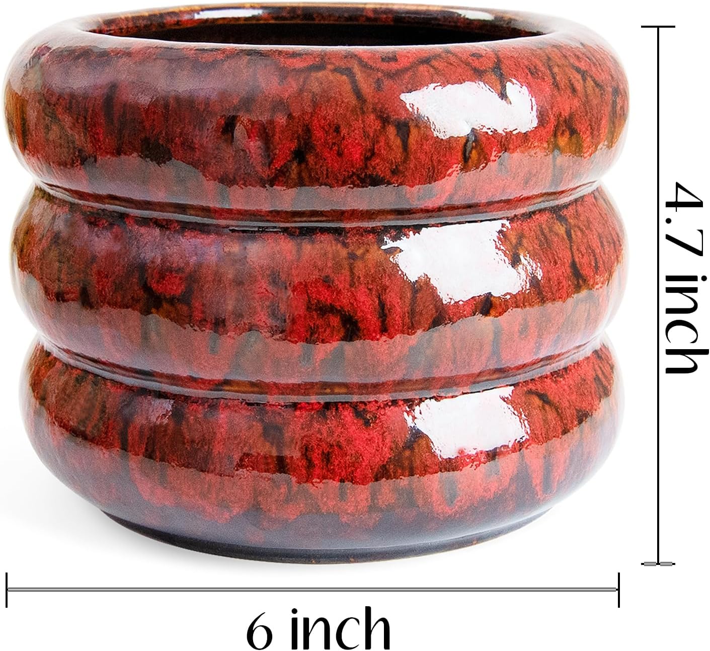 Ceramic 6 inch Plant Pot - Planter for Indoor Plants with Drainage Hole, Flower Pots for Orchid, Succulent,Outdoor Plants, Modern Glaze Planters for Home Office Decor Gift