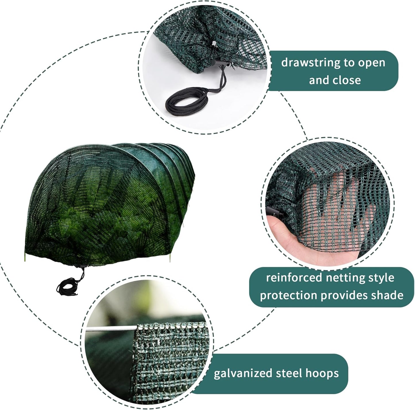 2 Pack Garden Tunnel Shade Net Cover - 10FT Shade Net Tunnel Plant Row Cover - Plant Gardening Net for Greenhouse Garden Patio Plants