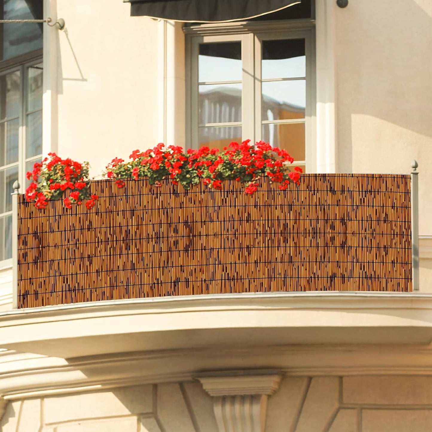 Bamboo Reed Fencing, Light Russet Bamboo Screens Outdoor for Patio, Decorative Balcony Privacy Screen Reed Fence Rolls Curtains for Garden Backyard, 3 x 6.6 FT