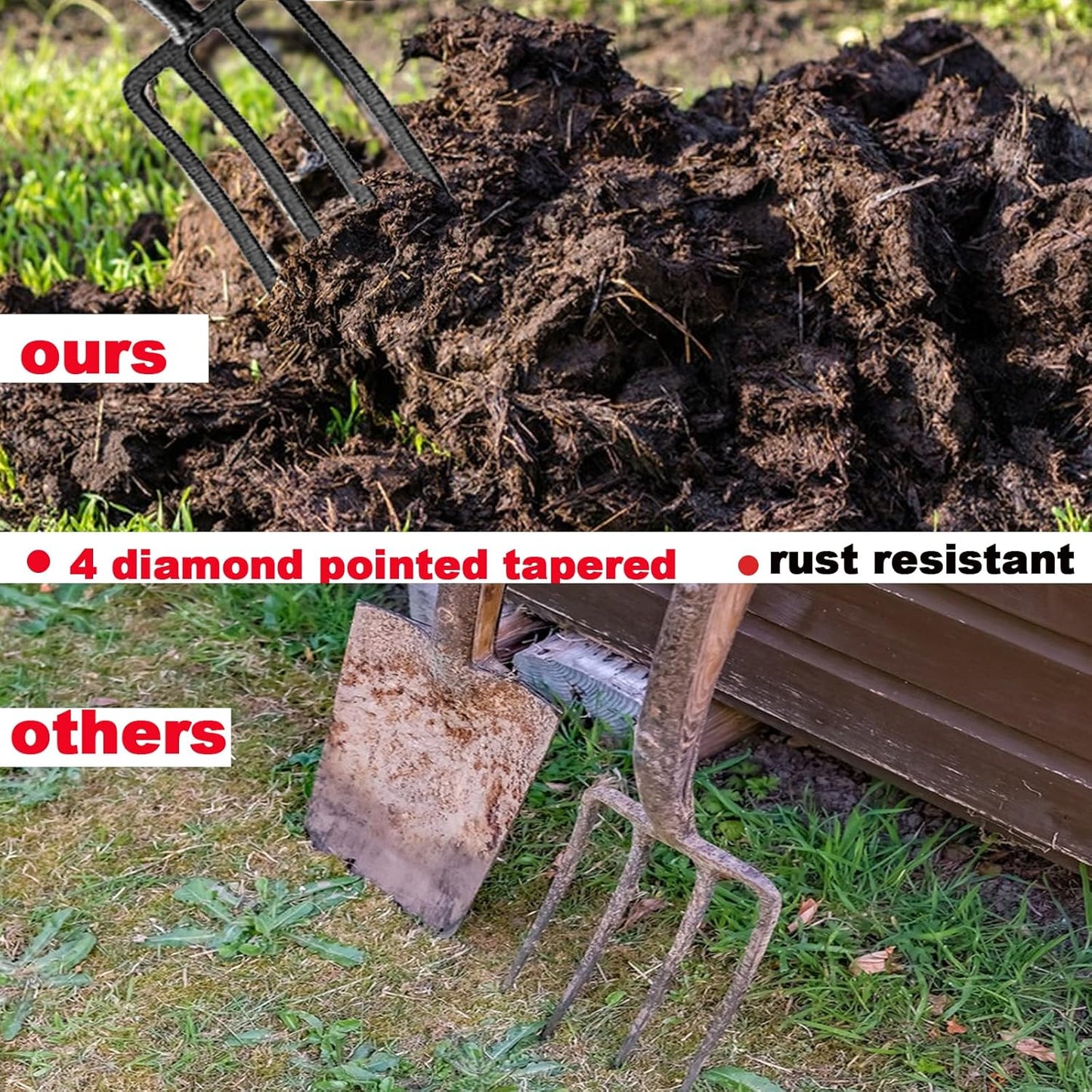 4-Tine Spading Digging Fork, Garden Digging Spading Fork Forged Steel with D-Grip Handle 41“