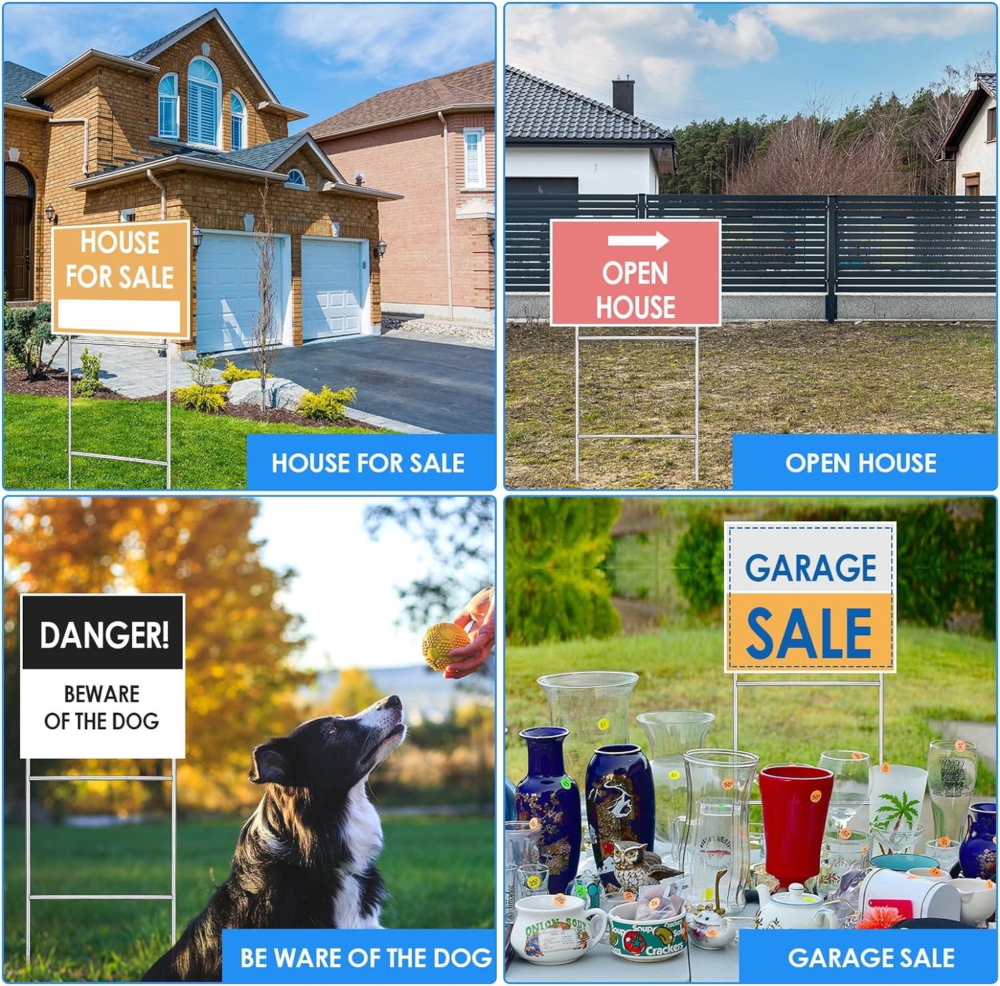 60 Pcs H Stakes for Yard Signs 30'' x 10'' Metal Heavy Duty H Frame Wire Stakes Weatherproof Metal Holder for 4mm 5mm Corrugated Signs Advertising Board Guidepost Yard Halloween Decor