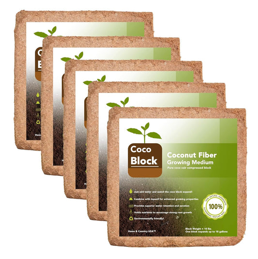 Home and Country Triple Washed Compressed Coco Coir Brick (50 LBS) - Coco Fiber is an Ideal Compost Starter for Your Home Garden. Coco Coir Bricks Provide Organic Alternative to Peat Moss for Plants.