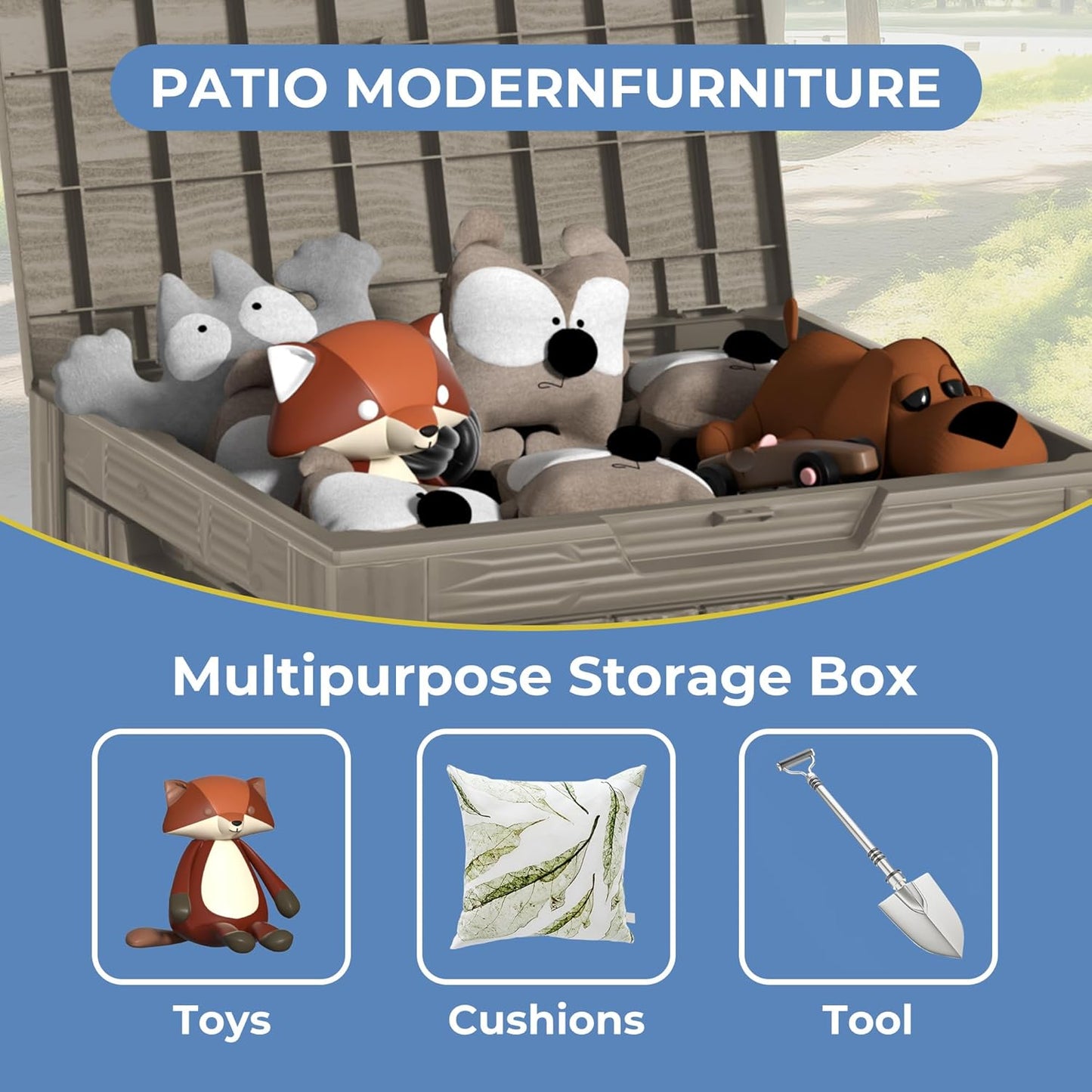 30 Gallon Waterproof Deck Boxes for Outdoor - Compact Resin Patio Storage Boxes, Pool Storage Bin with Lock for Cushions & Tools, UV-Resistant, Slate Grey