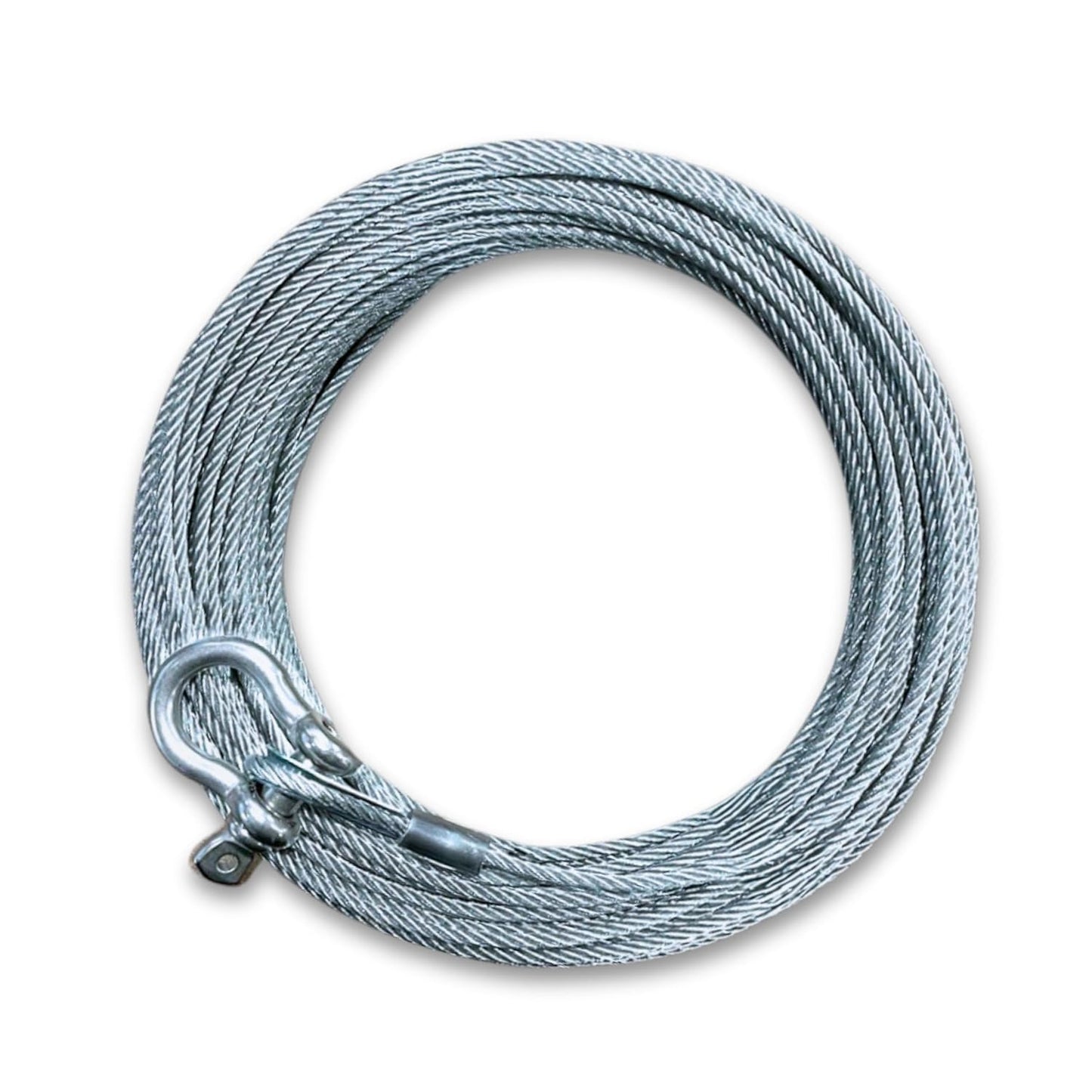Tie Down 7x19 Aircraft Cable - Steel Cable with Loops - 2,500lbs Breaking Strength - Deck/Zip Line/Tow/Hanging Wire - 5/32" x 46 ft with Loop & Shackle