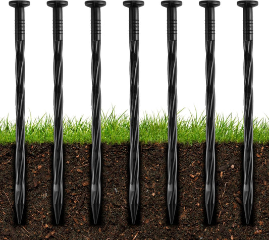 300Pcs 8-Inch Plastic Landscape Edging Spikes, Spiral Anchoring Nails for Weed Barrier, Paver Edging, Landscape Edging, Artificial Turf, Grass Pathways, and More