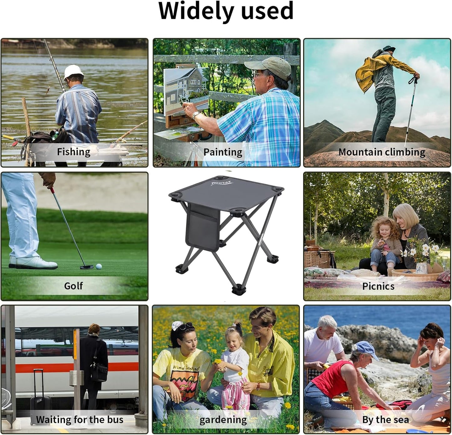 Roptat 2 Pack Camping Stool,Portable Folding Compact Lightweight Stool Seat for Camping Fishing Hiking Gardening Outdoor Walking Backpacking Travelling and Beach with Carry Bag (Grey)