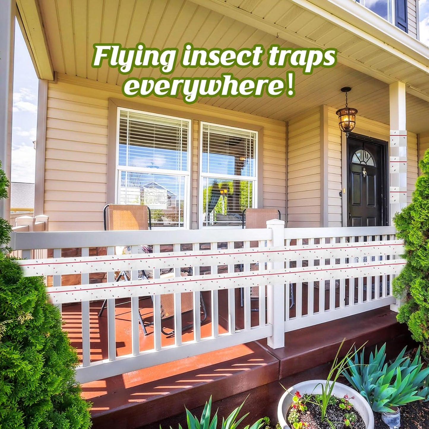 Qualirey 6 Rolls Spotted Lantern Fly Traps 30 Feet Each Roll Fly Tree Trap Sticky Strips Outdoor Fruit Glue Strips Disposable Tape Indoor Paper Sheets for Protecting Trees(White)