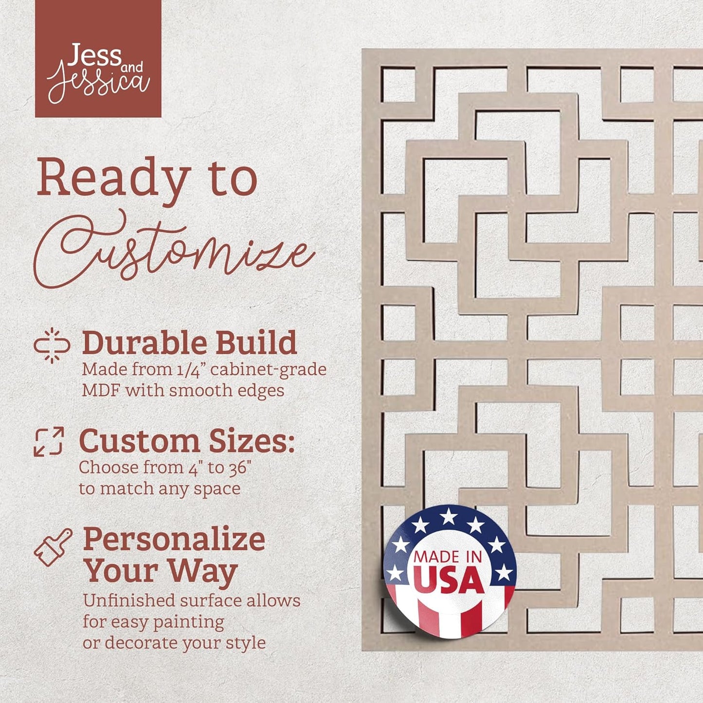 Wood Aztec Design Fretwork Panel - Mandala Wall Art for Home Decor, Wall Panels, Overlays, Trellis, Privacy Screens & Yard Decor