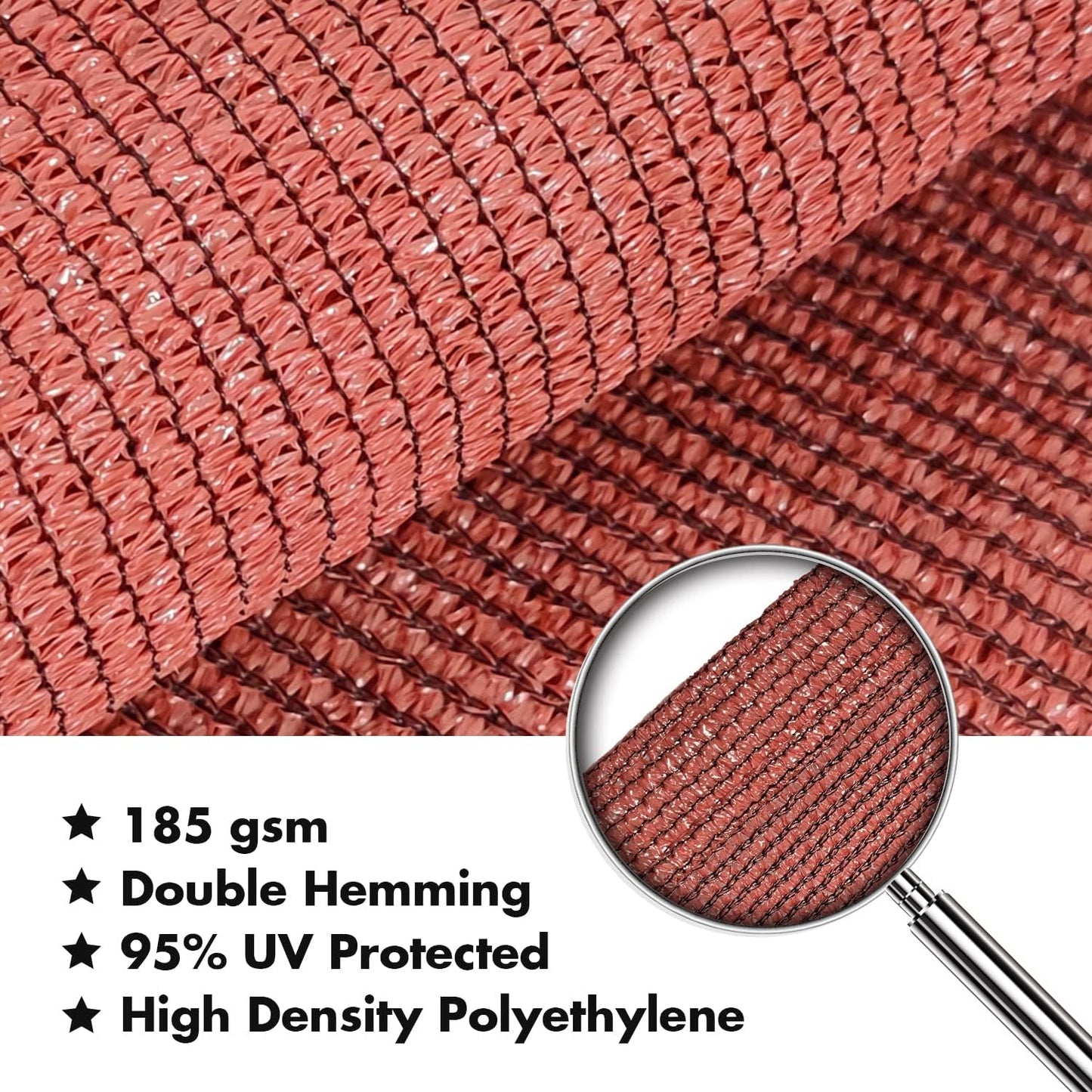 KANAGAWA 10'X22' Rust Red Custom Size Sun Shade Sail Rectangle UV Block Canopy Cover for Patio Backyard Lawn Garden Outdoor (Customized Available)