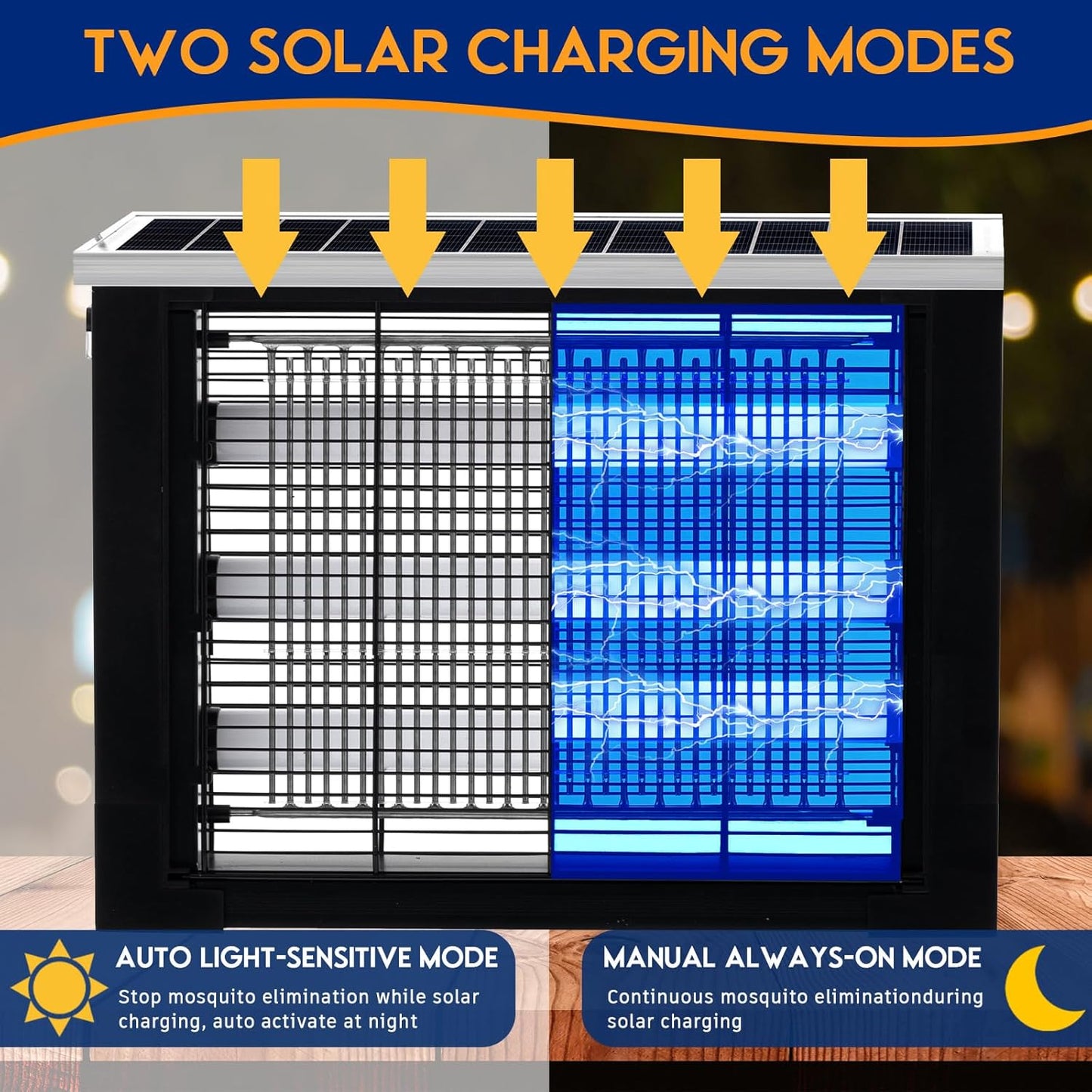 Qualirey 2 Pcs Solar Bug Zapper Outdoor Waterproof Mosquito Zapper with 3000v High Powered Rechargeable Electric Mosquito Killer with Grounding Bracket Fly Insect Trap for Patio Garden