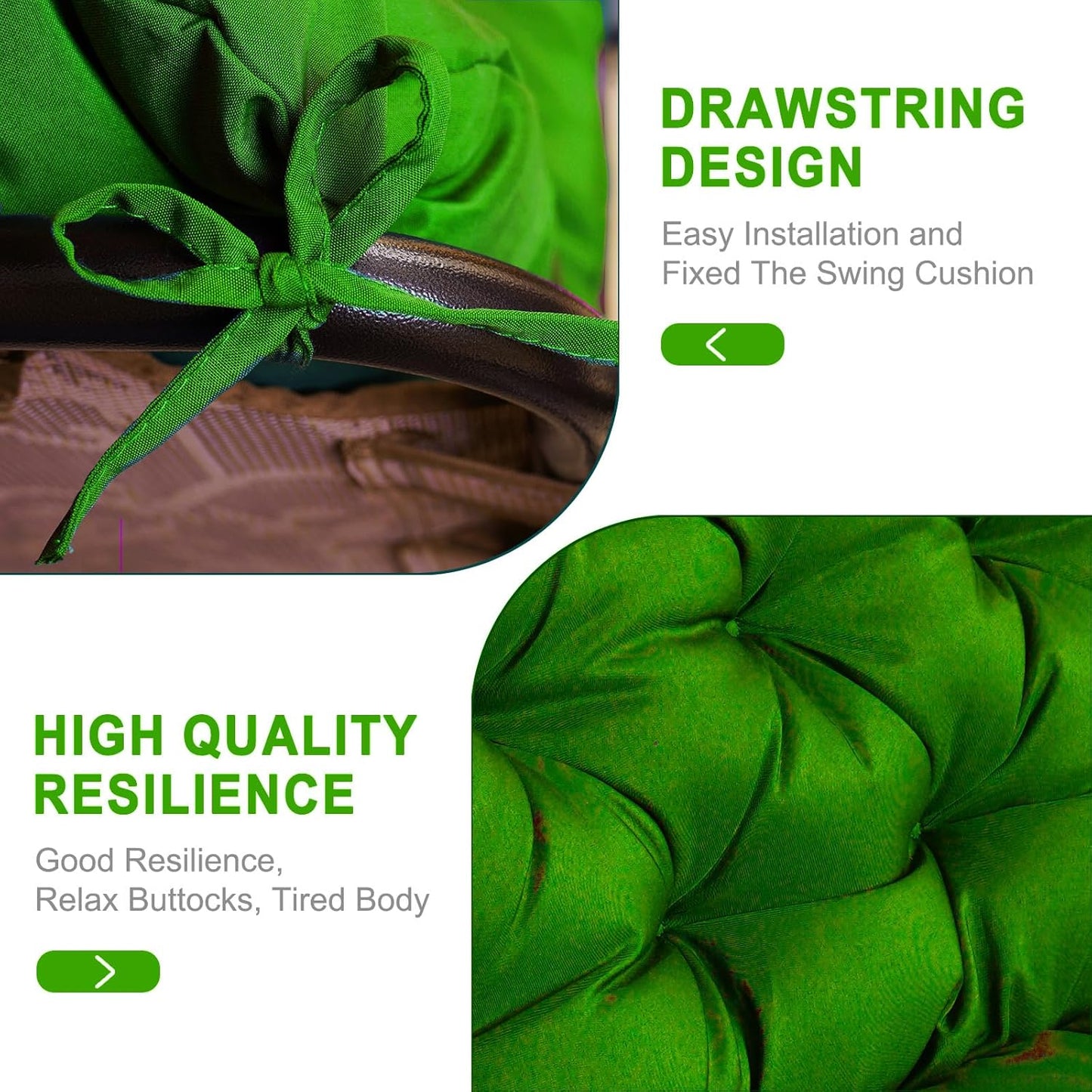 Porch Swing Cushions,Outdoor Cushions 3 Seater Replacement with Backrest, Waterproof Thickened Bench Cushion with Ties for Porch, Patio,Outdoor, Backyard and Garden (Grass Green 60 * 40 in)