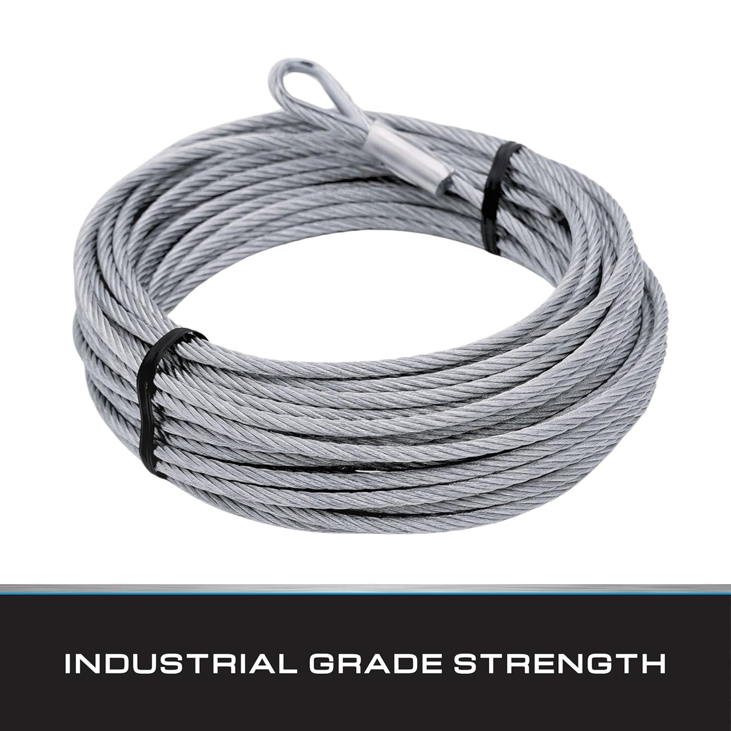 Tie Down 7x19 Aircraft Cable - Steel Cable with Loops - Deck/Zip Line/Tow/Hanging Wire - 5/32" x 46 ft with Loop
