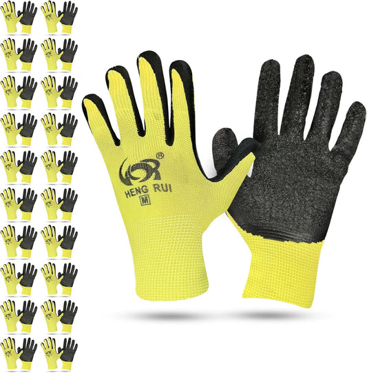10 OR 20 Pairs Work Gloves–Heavy Duty Rubber Coated Safety Work Gloves–Multipurpose Gloves