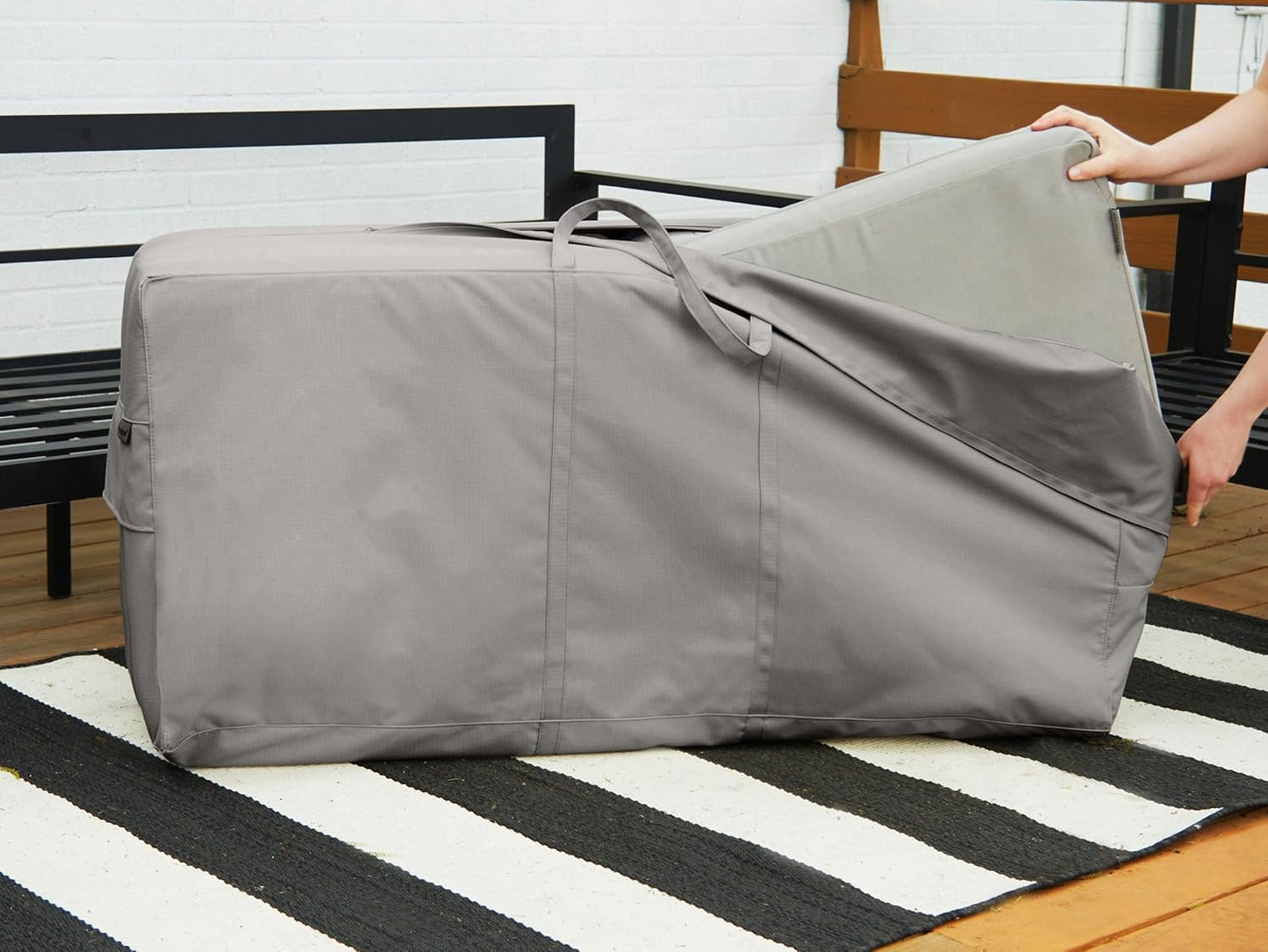 Covermates Cushion Storage Bag - Heavy-Duty Polyester, Weather Resistant, Water Resistant Zipper, Cover Accessories, 48Wx 16D x 22H, Ripstop Grey