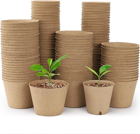 120 Packs 3.15 Inch + 4 Inch Peat Pots, Biodegradable Pots for Seedlings with Drainage Holes, Herb Seed Starter