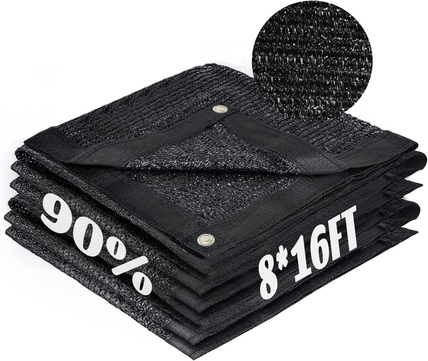 Cool Area 90% Sun Shade Cloth Mesh Tarp with Grommets for Plant Cover 8x16ft Patio Canopy Garden Pergola Blackhouse Car Barn Kennel Black