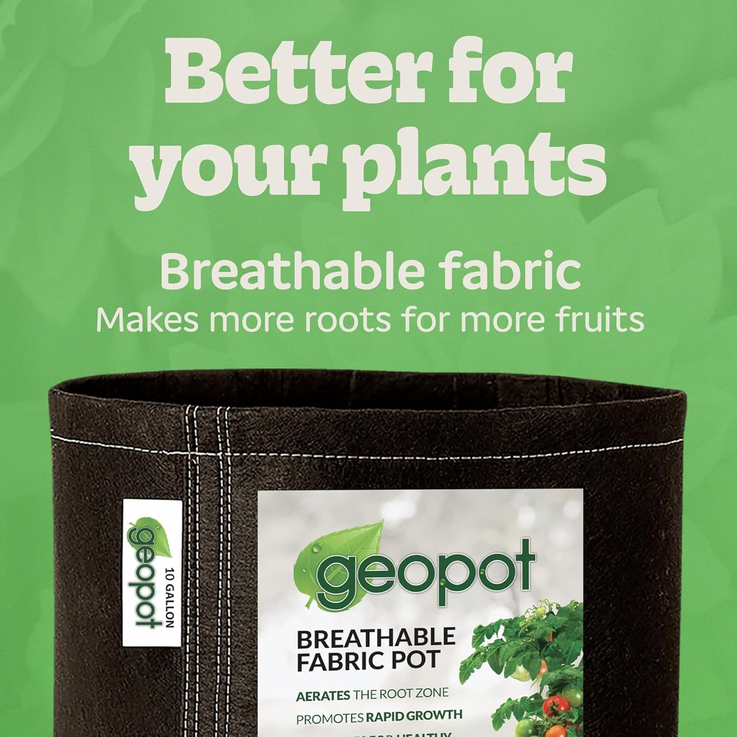 10 Gallon Fabric Grow Bags for Vegetables, Houseplants, Herbs & Flowers |5-Pack| Fabric Pots for Outdoors and Indoors, Aerated Fabric Grow Bags