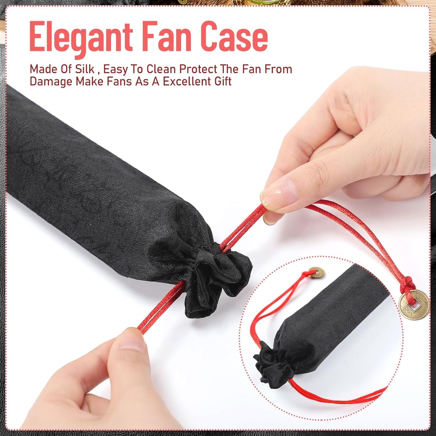 Maitys 2 Packs Large Clap Fans for Line Dancing Large Chinese Folding Hand Fans for Men and Women, Festival, Tai Ji, Kungfu, Martial Art, Gifts (Black and White)