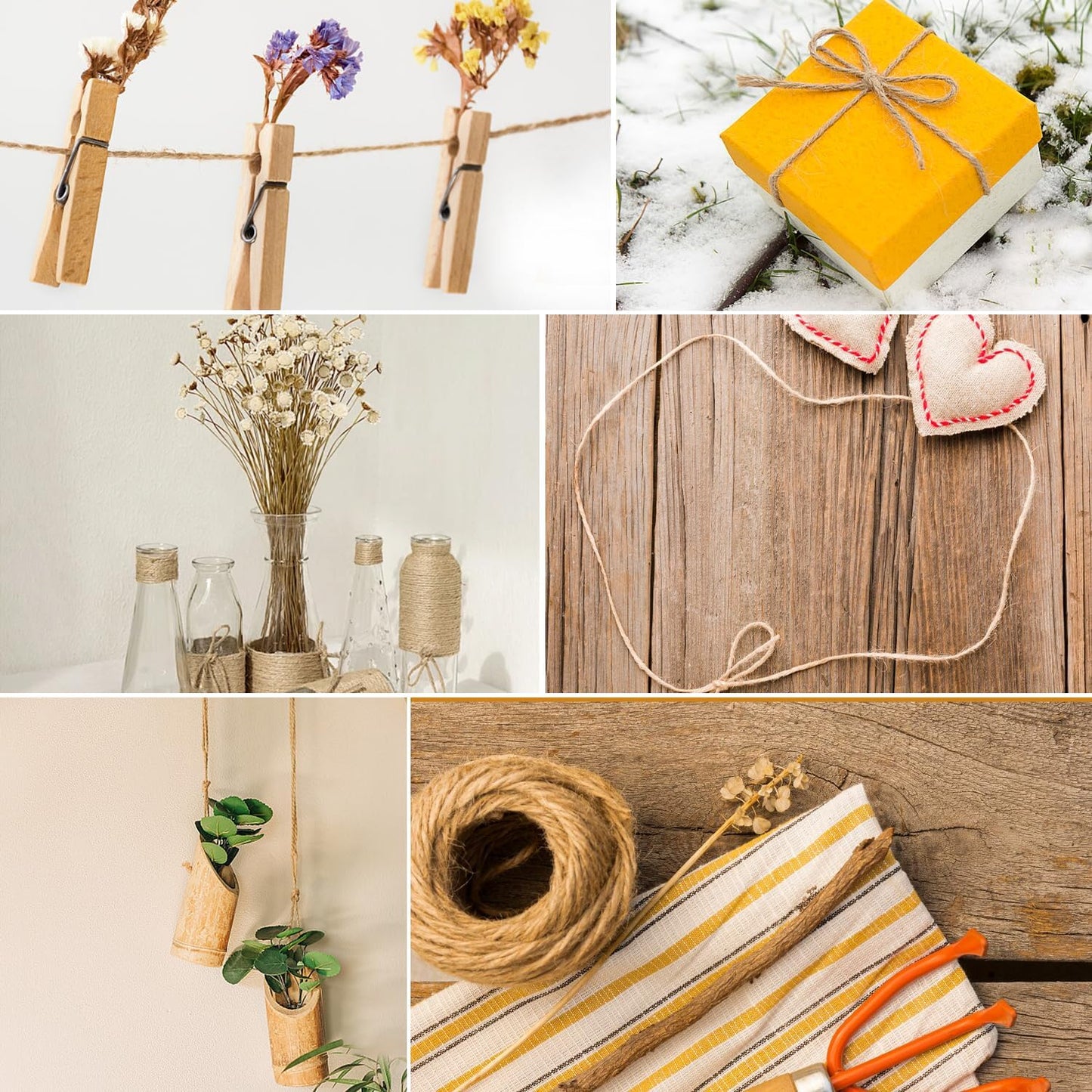 Natural Jute Twine 328 Feet Long String for Crafts Gift Wrapping Christmas Handmade Arts Decoration Packing String Home Decor （3mm * 328feet）