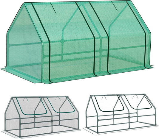 BPS 6x3x3 ft Mini Garden Greenhouse with 3 Dual Covers (PE & PVC & Mesh) Waterproof, UV-Protected Portable Grow Tent for Flowers, Vegetables, and Herbs in All Seasons
