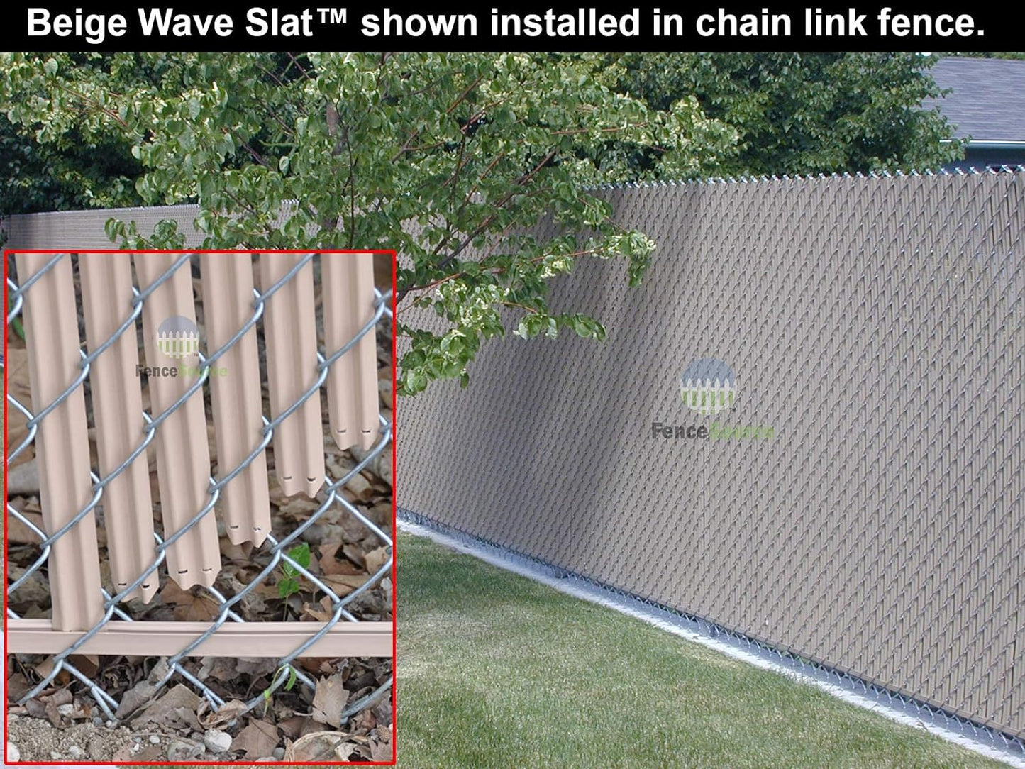 Wave Slat (9 Colors) Single Wall Bottom Locking Privacy Slat for 4', 5', 6', 7' and 8' Chain Link Fence (8 ft, Beige)