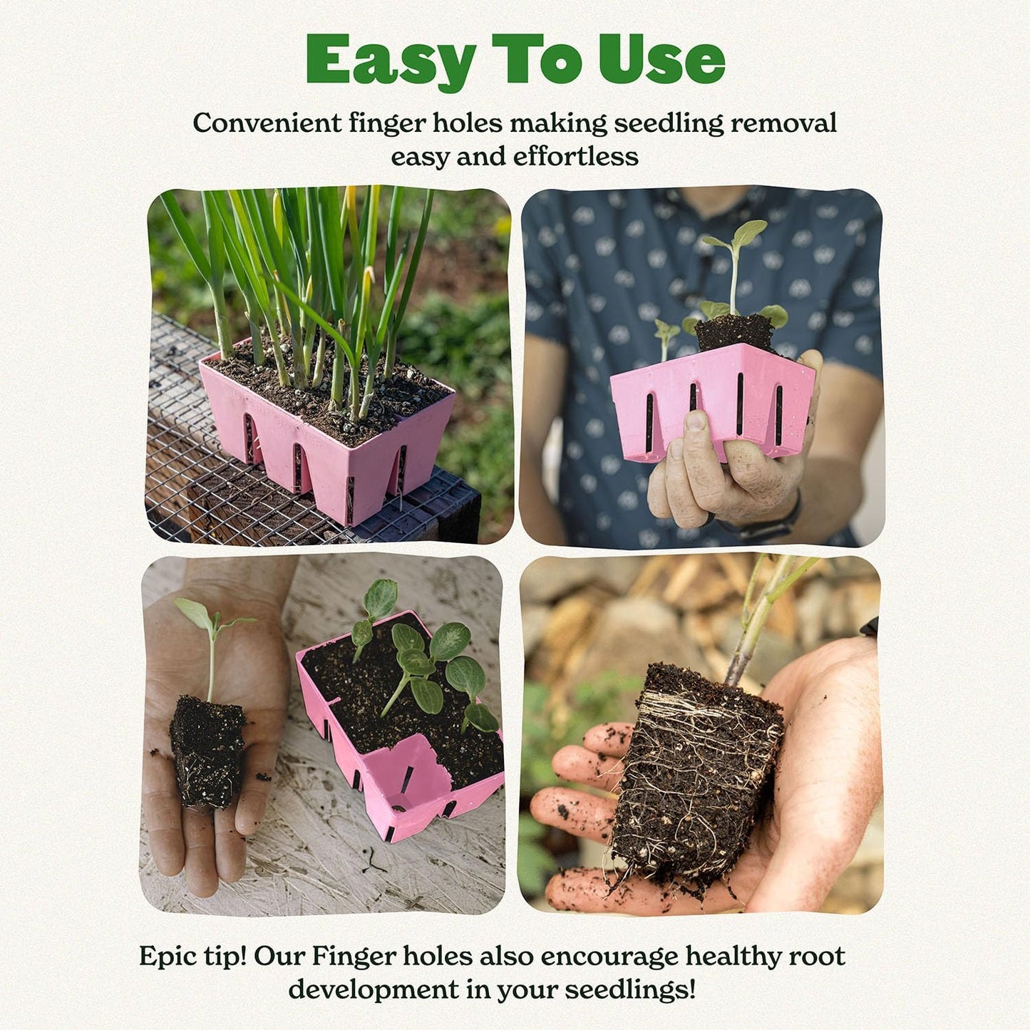 Epic Gardening Reusable Seed Starter Tray - 6 Cell/6 Seedling Starter Trays - Easy Watering, Indoor Greenhouse, Plant Starter, Gardener-Friendly for Seedlings | UV-Treated & BPA-Free - Pink