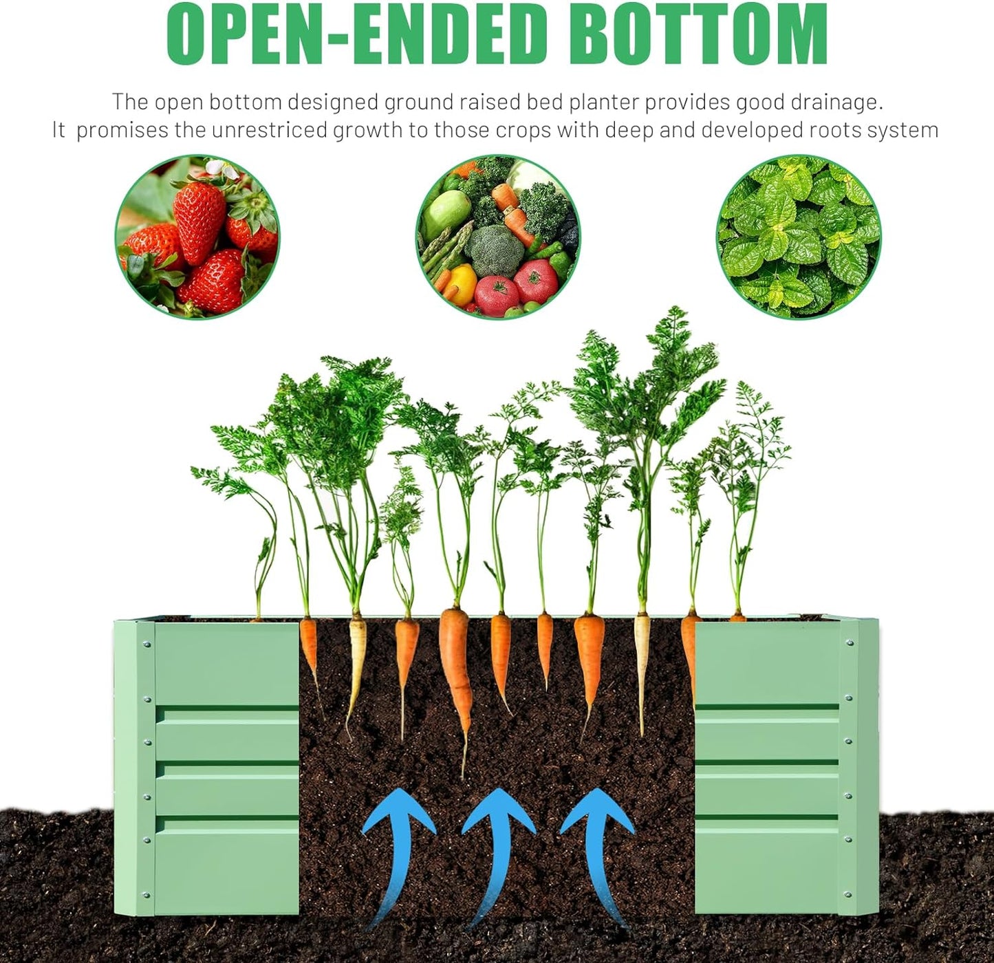 SnugNiture 4x2x2FT Raised Garden Bed Galvanized Planter Garden Boxes Outdoor, Deep Root Planter Raised Bed for Vegetables Flowers Herbs,Green