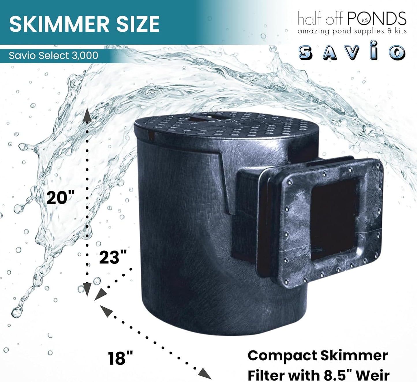 HALF OFF PONDS Savio Select 3,000 GPH Submersible Pump Pond Kit with 20' x 25' PVC Plastic Pond Liner, UV Clarifier for Water Garden & Koi Pond