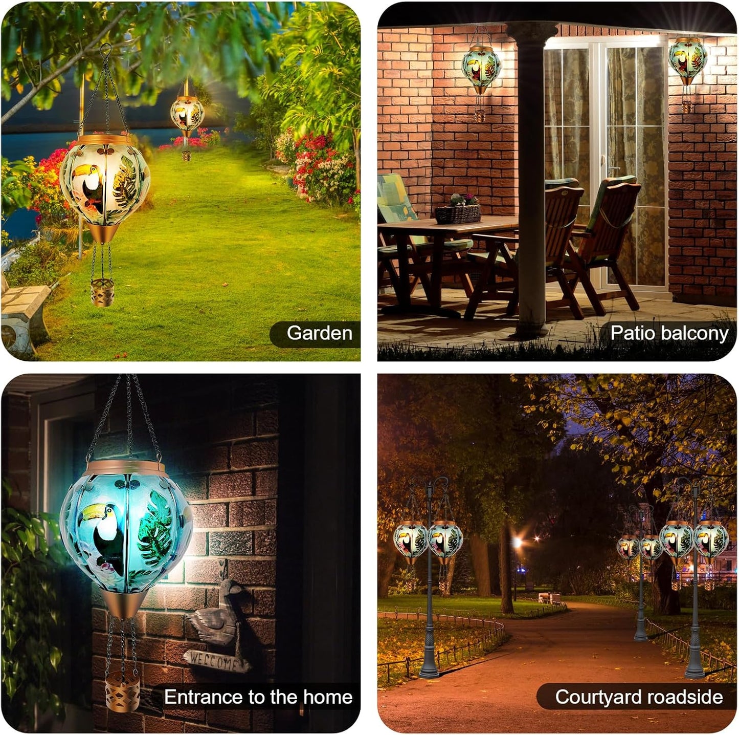 Hot Air Balloon Solar Lights with Colorful Flickering Flames, Great for Outdoor Garden Patio and Party Decoration