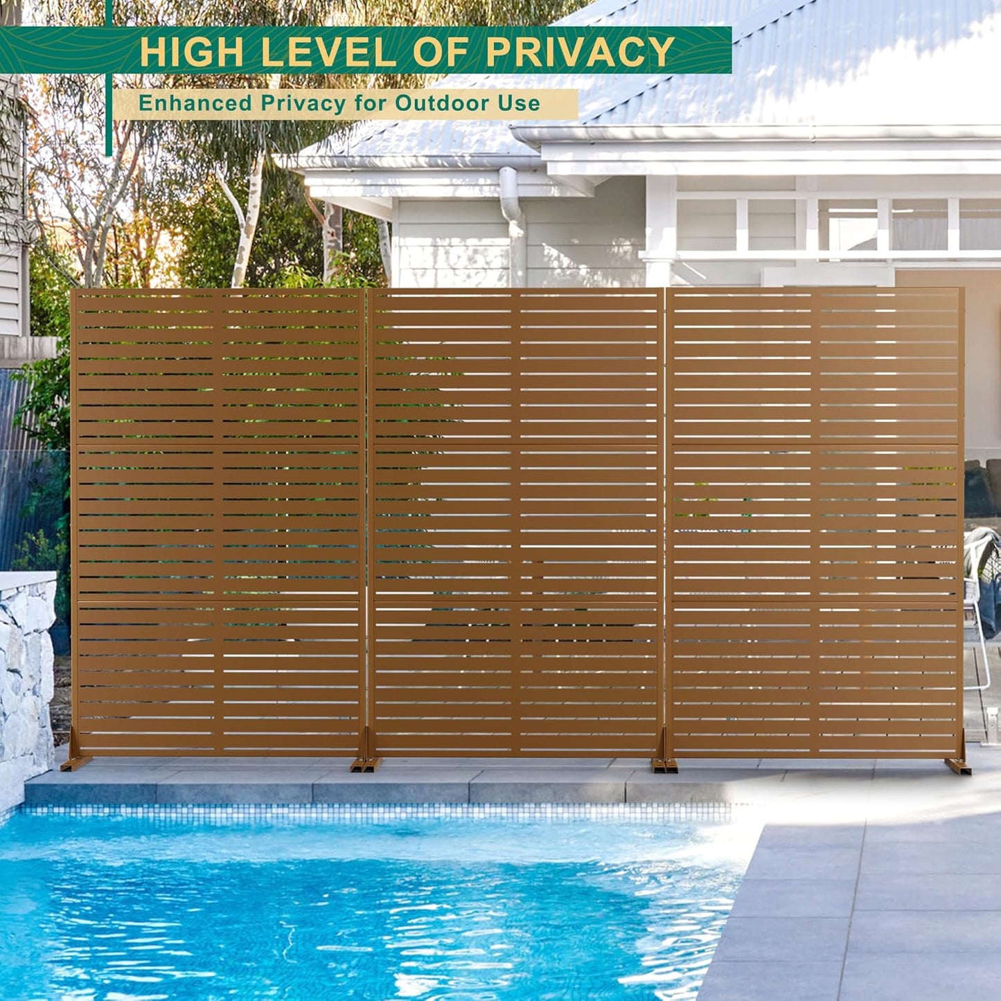 72" H×47" W Metal Privacy Screen Outdoor Privacy Screen Freestanding, Freestanding Decorative Privacy Screen for Balcony Yard&Garden(Consists of 3 Panels)