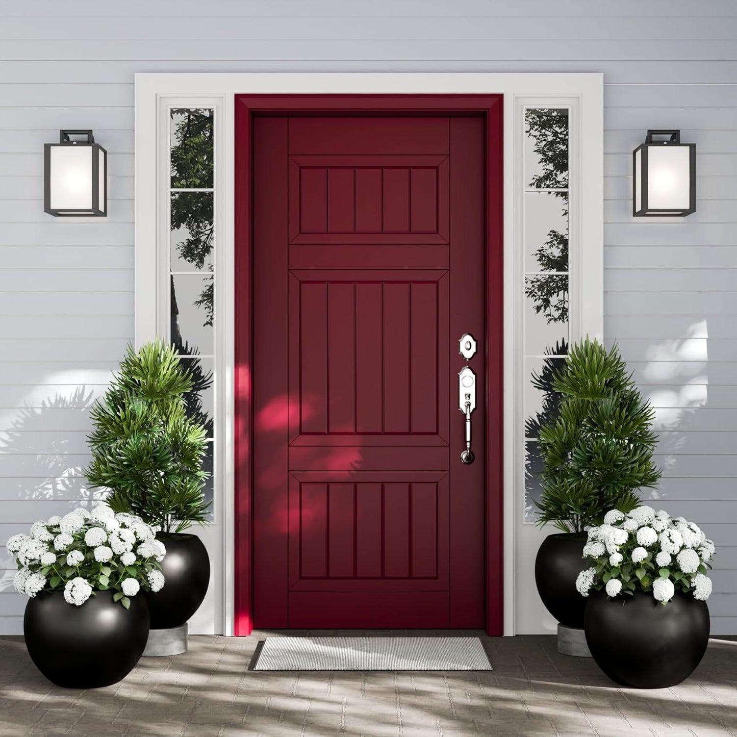 DTY Signature Mount Sherman Lightweight Durable Modern Fiberstone Sphere Planter for Indoor & Outdoor Drainage Hole & Rubber Plug Weather Resistant, 17" H x 21" Dia 14.4" Pot Opening - Large, Black