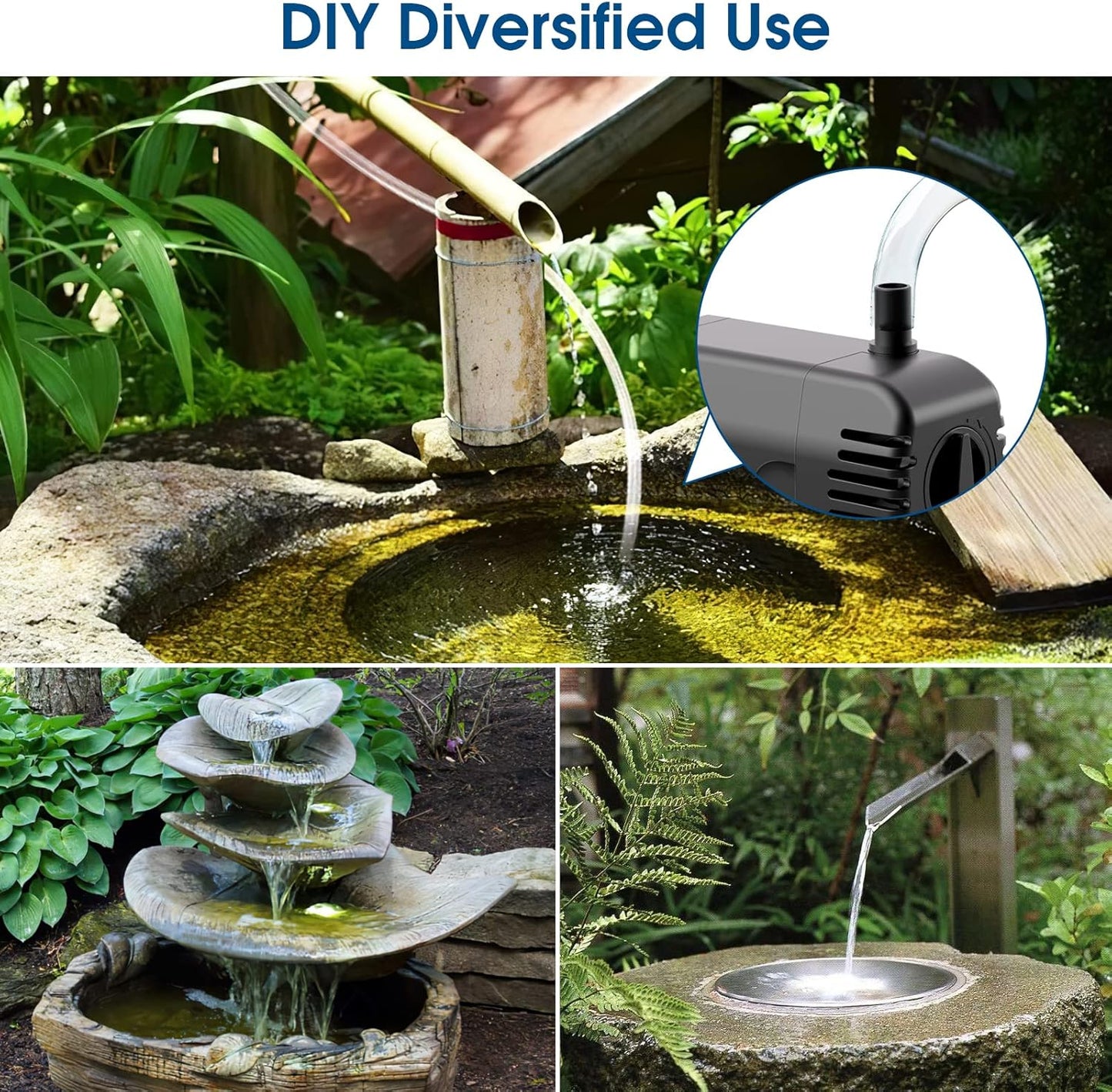 Solar Water Pump Antfraer, 12W Solar Fountain Pump 160GPH Flow Adjustable with 6.6FT PVC Tubing, Solar Powered Water Pump for Fish Pond Garden Waterfall Hydroponics DIY Water Features