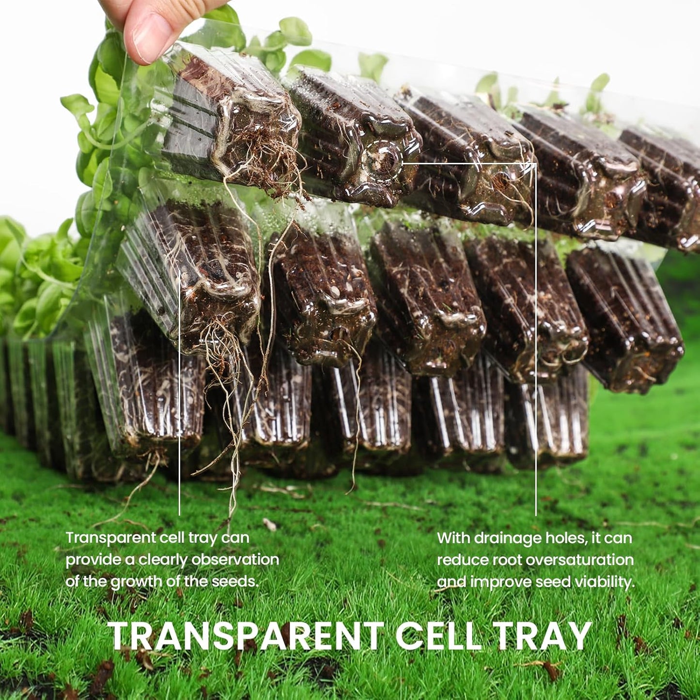 MIXC Seed Starter Tray with Lights, 2 Packs Mini Propagator Plant Grow Kit Greenhouse with Humidity Vented Domes and Base for Seeds Starting, Black