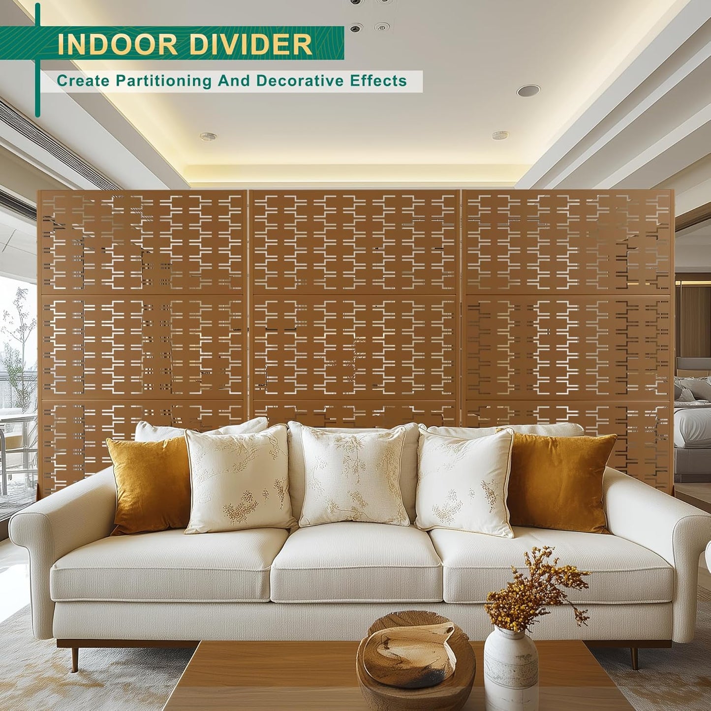 72" H×47" W Metal Privacy Screen Outdoor Privacy Screen Freestanding, Outdoor Privacy Screens and Panels for Patio Lawn Deck(Consists of 3 Panels)