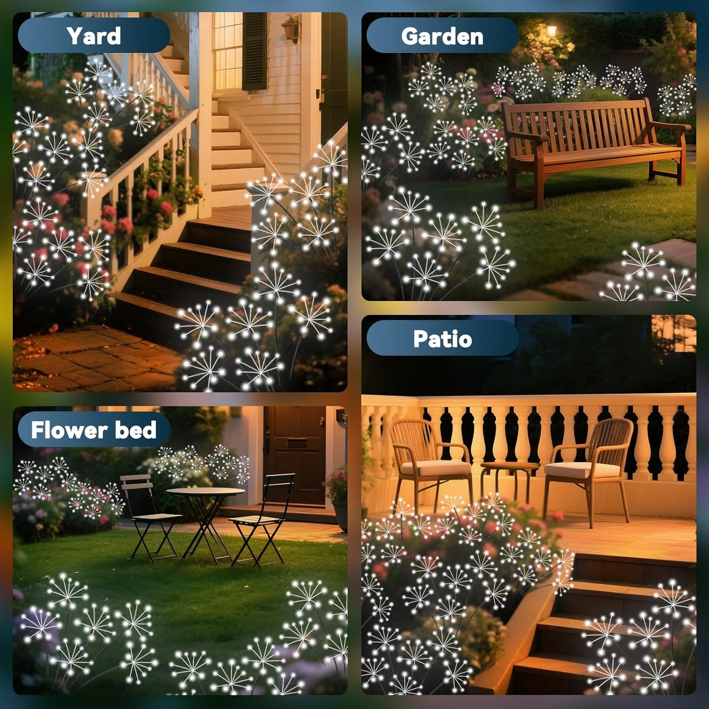 Solar Garden Lights 2 Pack Waterproof Swaying Starburst Light Solar Outdoor Lights for Yard Patio Walkway Pathway Party Wedding Decoration, Unique Gifts for Women, White